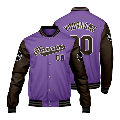 Custom Purple Brown Varsity Jackets for Men Women Youth Personalized Letterman Jackets