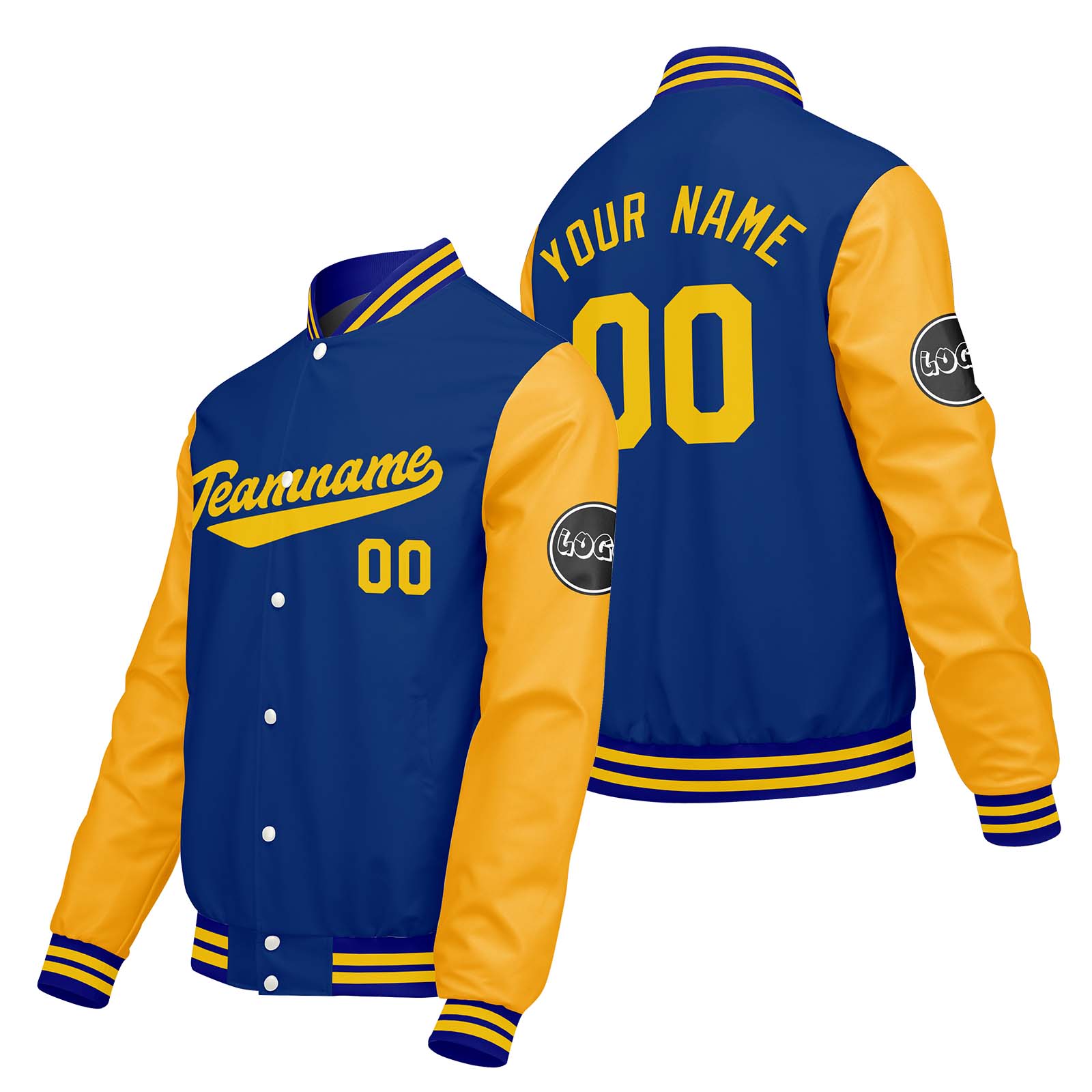 Custom Blue Yellow Varsity Jackets for Men Women Youth Personalized Letterman Jackets