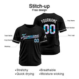 Custom Black Baseball Jersey Stitched Design Personalized Hip Hop Baseball Shirts