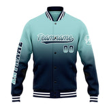 Custom Gradient Varsity Jacket Letterman jacket for Men, Women and Youth Light Teal Navy