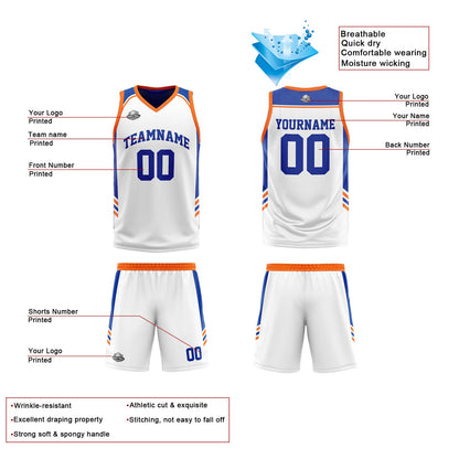 Custom Orange Royal Reversible Basketball Suit for Adults and Kids Personalized Jersey