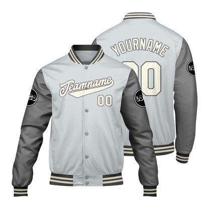 Custom Gray Varsity Jackets for Men Women Youth Personalized Letterman Jackets