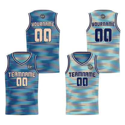 Custom Navy Cream Reversible Basketball Suit for Adults and Kids Personalized Jersey
