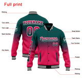 Custom Gradient Varsity Jacket Letterman jacket for Men, Women and Youth Dark Green Pink