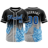 Custom Black Blue Button Down Baseball Jersey for Men Women Adult Youth Print Name Number Logo