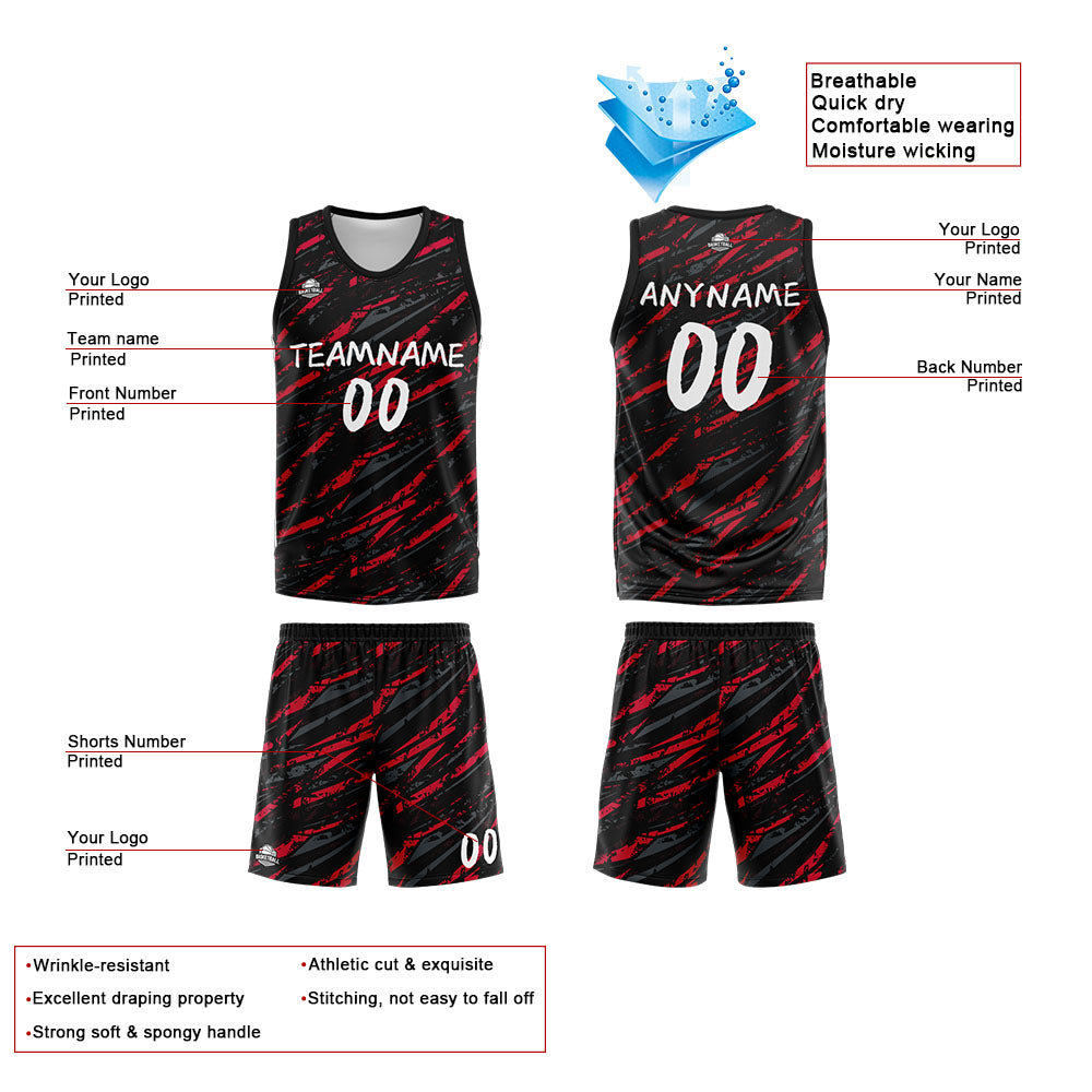 Custom Reversible Basketball Suit for Adults and Kids Personalized Jersey Damage-Red