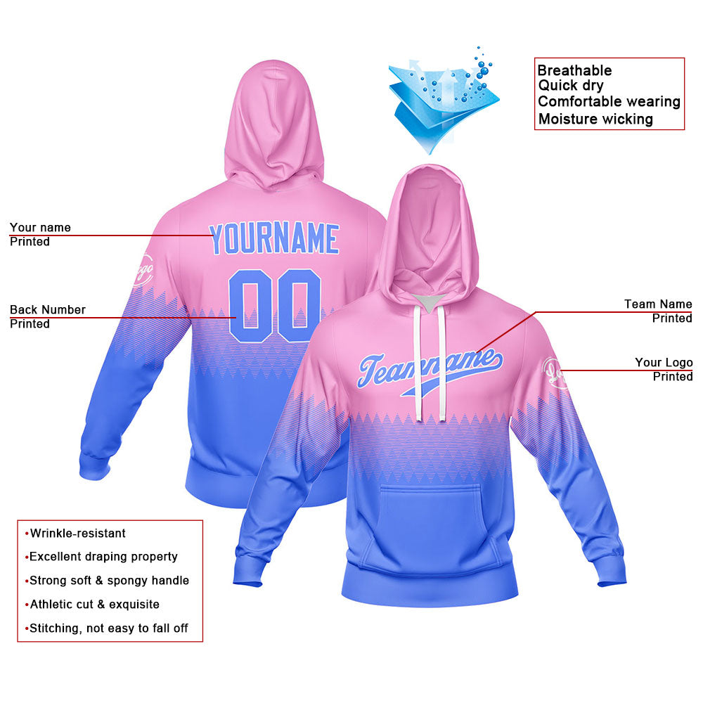 Custom Pink Light Blue Hoodie Sweatshirt Set for Men Women Youth Tops and Pants Set Tracksuit