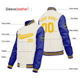 Custom Cream White Blue Varsity Jackets for Men Women Youth Personalized Letterman Jackets