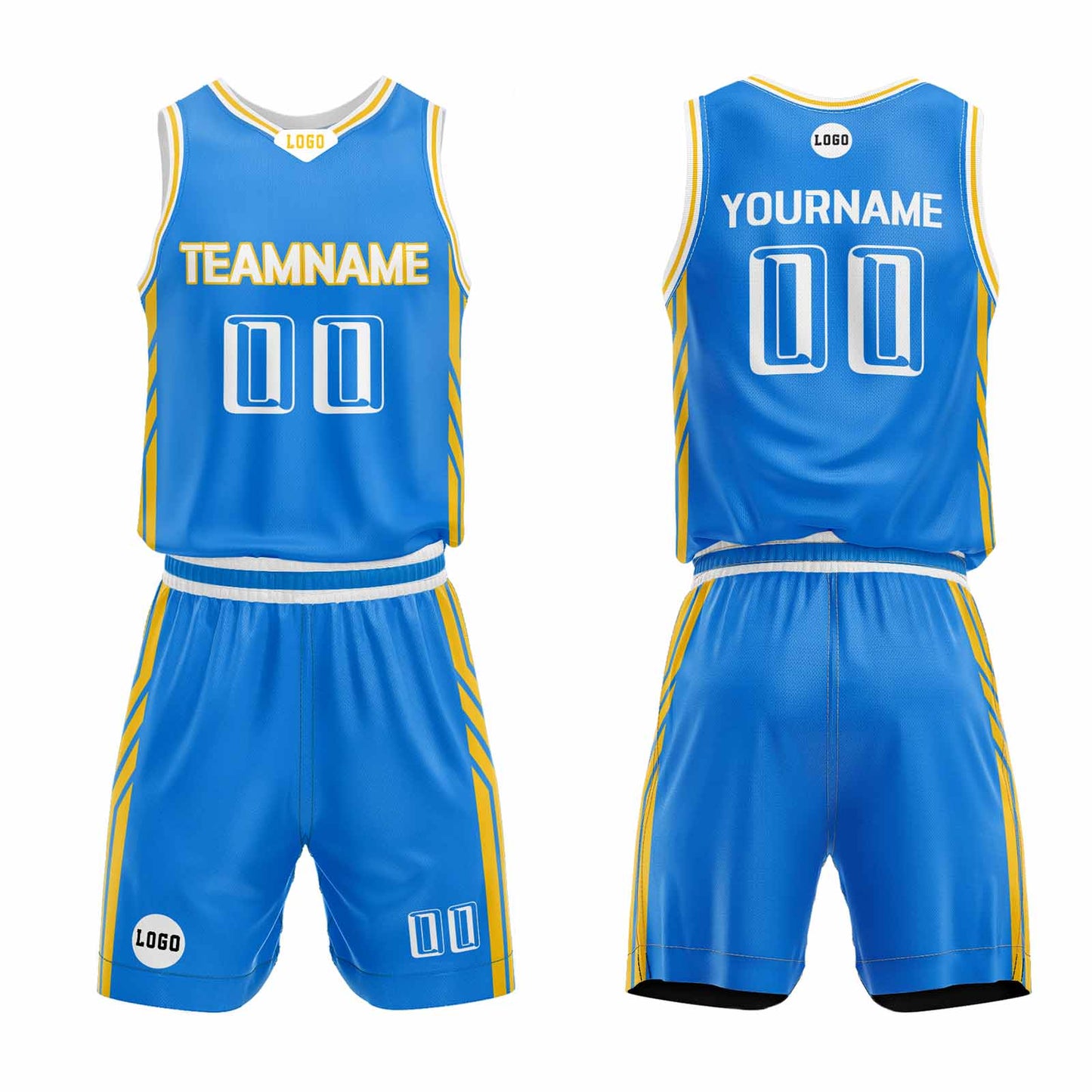 Custom Sky Blue Basketball Jersey Uniform Suit Printed Your Logo Name Number