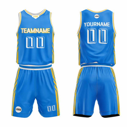 Custom Sky Blue Basketball Jersey Uniform Suit Printed Your Logo Name Number