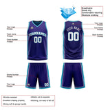 Custom Purple Teal Reversible Basketball Suit for Adults and Kids Personalized Jersey