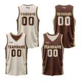 Custom Cream Brown Reversible Basketball Suit for Adults and Kids Personalized Jersey