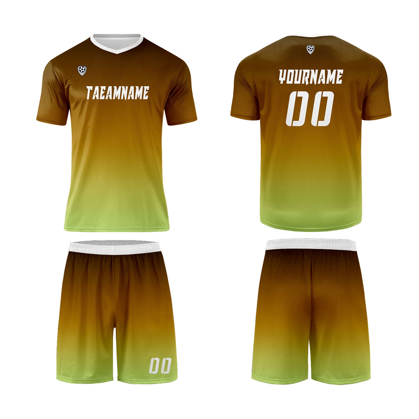 Custom Brown Yellow Green Uniform Jersey Kids Adults Personalized Set Jersey Shirt