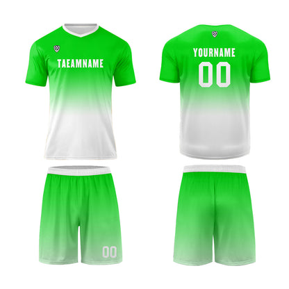 Custom Green White Uniform Jersey Kids Adults Personalized Set Jersey Shirt