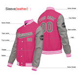 Custom Light Gray Pink Varsity Jackets for Men Women Youth Personalized Letterman Jackets