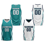 Custom Teal White Reversible Basketball Jersey Uniform Suit Printed Your Logo Name Number