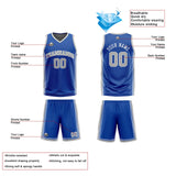 Custom Royal Grey White Reversible Basketball Suit for Adults and Kids Personalized Jersey