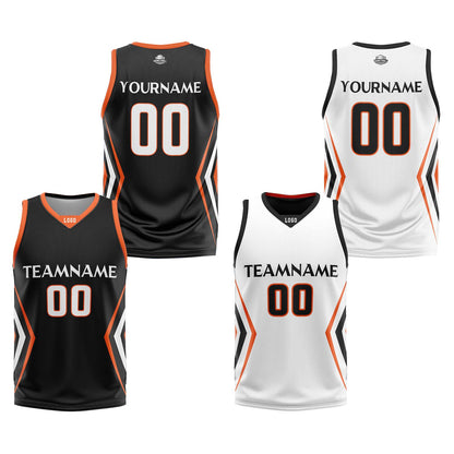Custom Black White Reversible Basketball Jersey Uniform Suit Printed Your Logo Name Number