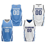 Custom Light Blue White Reversible Basketball Jersey Uniform Suit Printed Your Logo Name Number