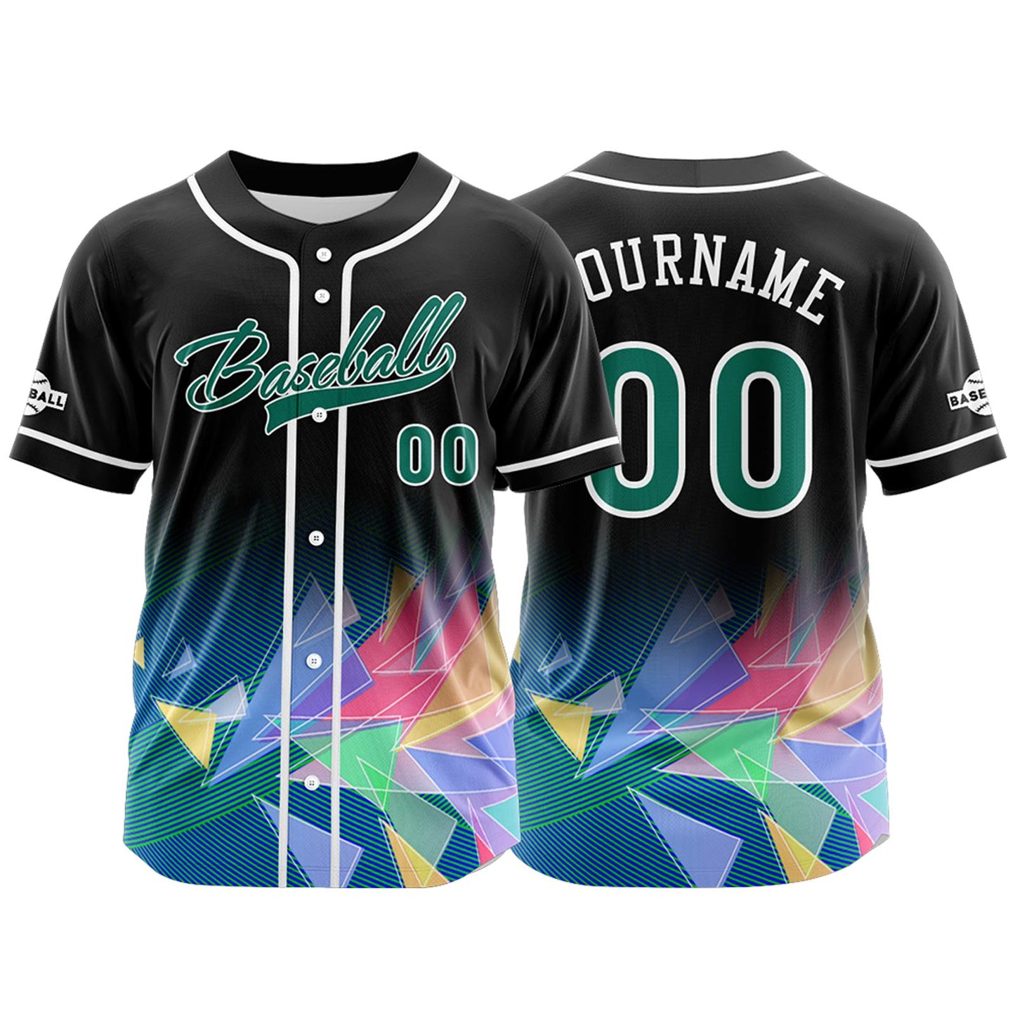 Custom Black Green Button Down Baseball Jersey for Men Women Adult Youth Print Name Number Logo