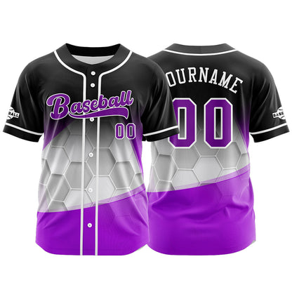 Custom Black Purple Button Down Baseball Jersey for Men Women Adult Youth Print Name Number Logo