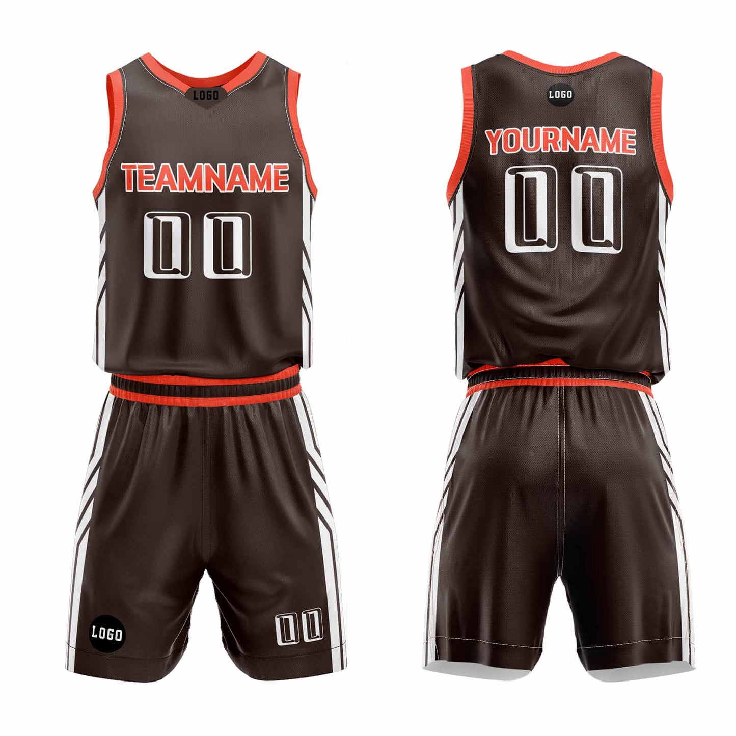 Custom Brown Orange Basketball Jersey Uniform Suit Printed Your Logo Name Number