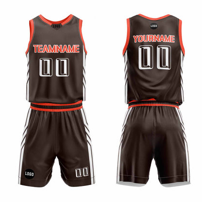 Custom Brown Orange Basketball Jersey Uniform Suit Printed Your Logo Name Number