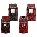 Custom Reversible Basketball Suit for Adults and Kids Personalized Jersey Black&Red