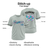 Custom Gray Baseball Jersey Stitched Design Personalized Hip Hop Baseball Shirts