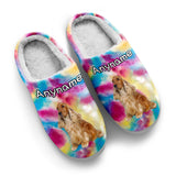 Custom Your Own Personalized Cotton Slippers for Dog Cat Lover Add Any Text Photoes Hot Pink&Yellow&Blue bandhnu