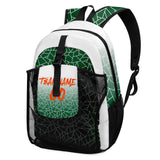 Customize Green White Sports Backpacks Featuring Personalized Names, Numbers and Logos