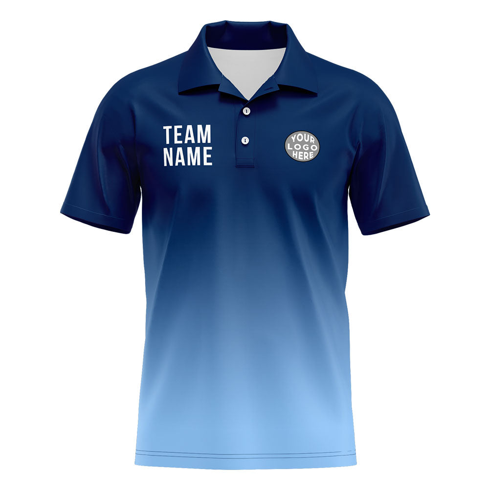 Custom Navy Light Blue Football Gradient Polo Shirts  Add Your Unique Logo/Name/Number