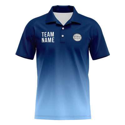 Custom Navy Light Blue Football Gradient Polo Shirts  Add Your Unique Logo/Name/Number