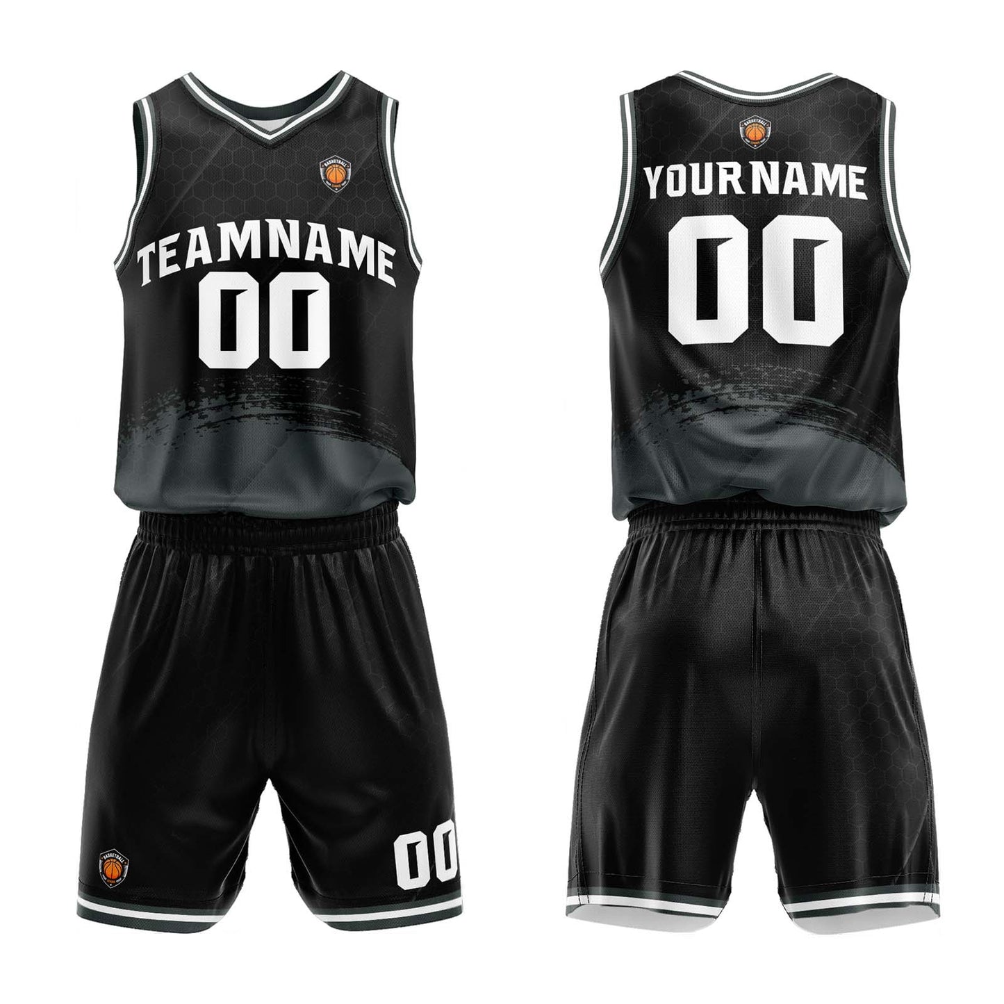 Custom Black Grey Basketball Jersey Uniform Suit Printed Your Logo Name Number