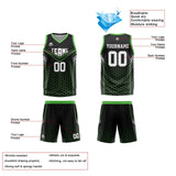 Custom Black Green Reversible Basketball Suit for Adults and Kids Personalized Jersey