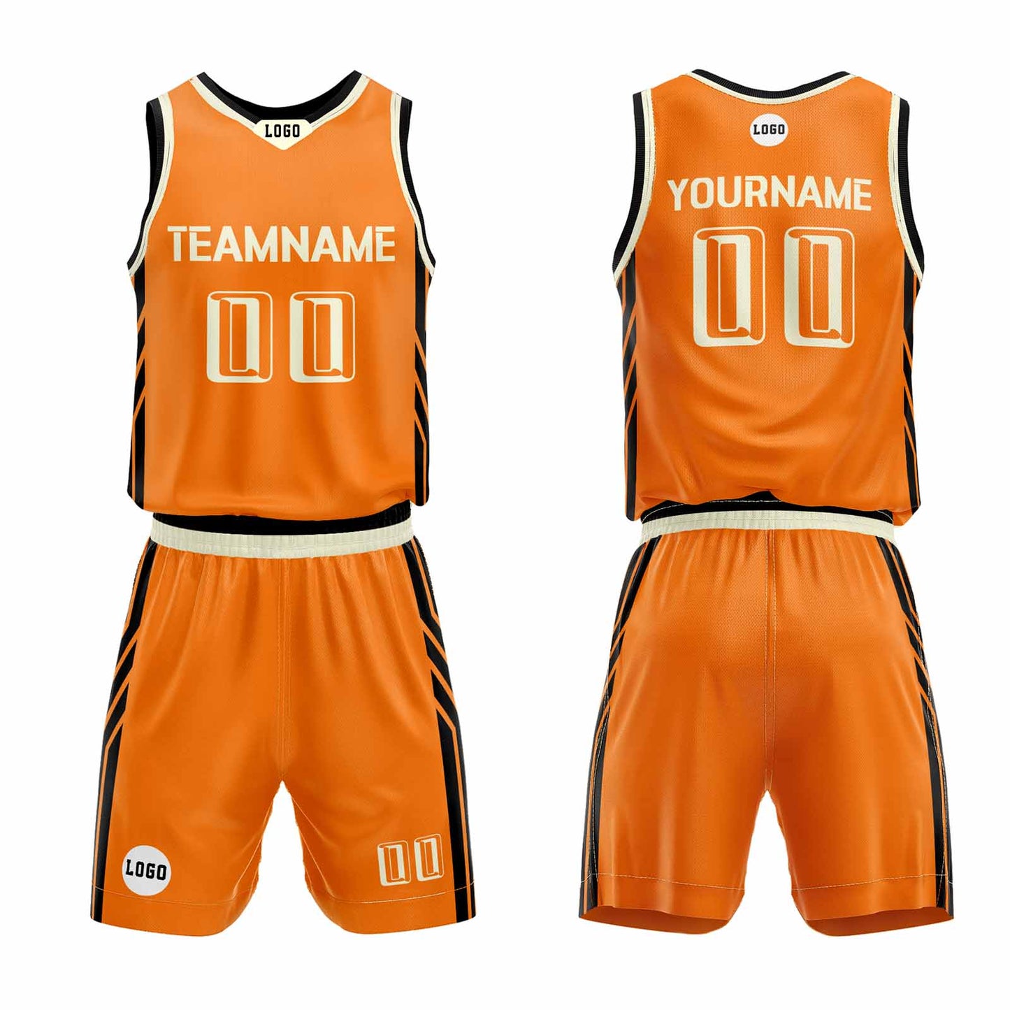 Custom Orange Basketball Jersey Uniform Suit Printed Your Logo Name Number