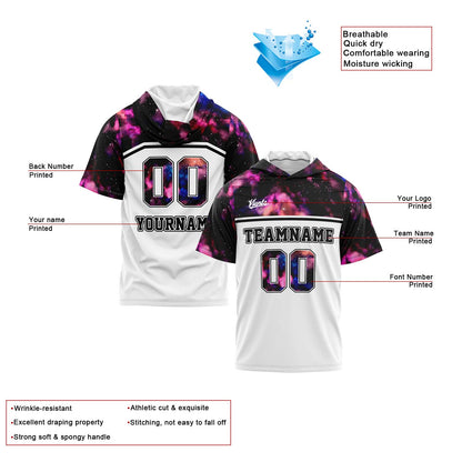 Custom White Starry Sky Short Sleeve Hoodies for Men Women Shirts with Hoods Printed Name Logo
