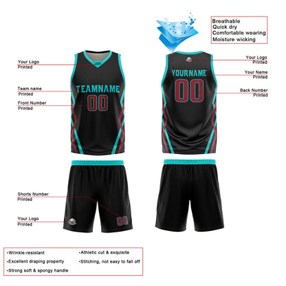Custom Black White Reversible Basketball Jersey Uniform Suit Printed Your Logo Name Number