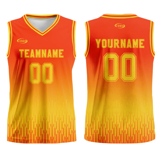 Custom Orange Yellow Gradient Basketball Jersey Uniform Suit Printed Your Logo Name Number