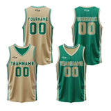 Custom Gold Green Reversible Basketball Suit for Adults and Kids Personalized Jersey