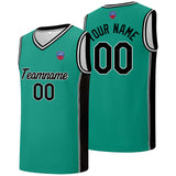 Custom basketball jersey shorts for men and women. Embroidered and printed name, number and logo Light Green&Black