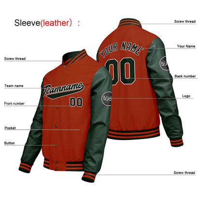 Custom Orange Green Varsity Jackets for Men Women Youth Personalized Letterman Jackets