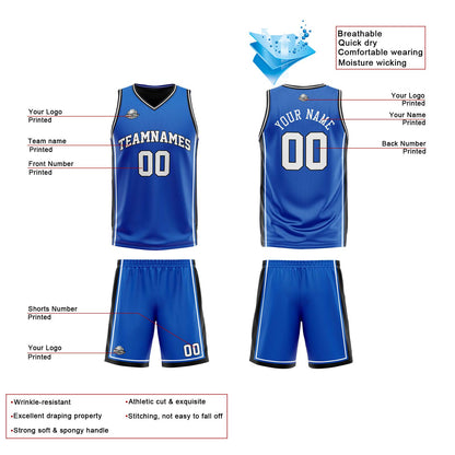Custom Royal Black Reversible Basketball Suit for Adults and Kids Personalized Jersey