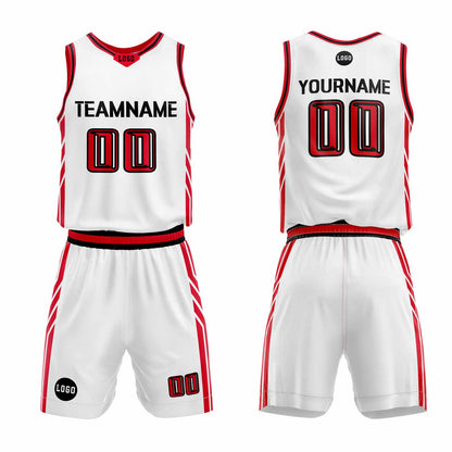 Custom White Black Red Basketball Jersey Uniform Suit Printed Your Logo Name Number