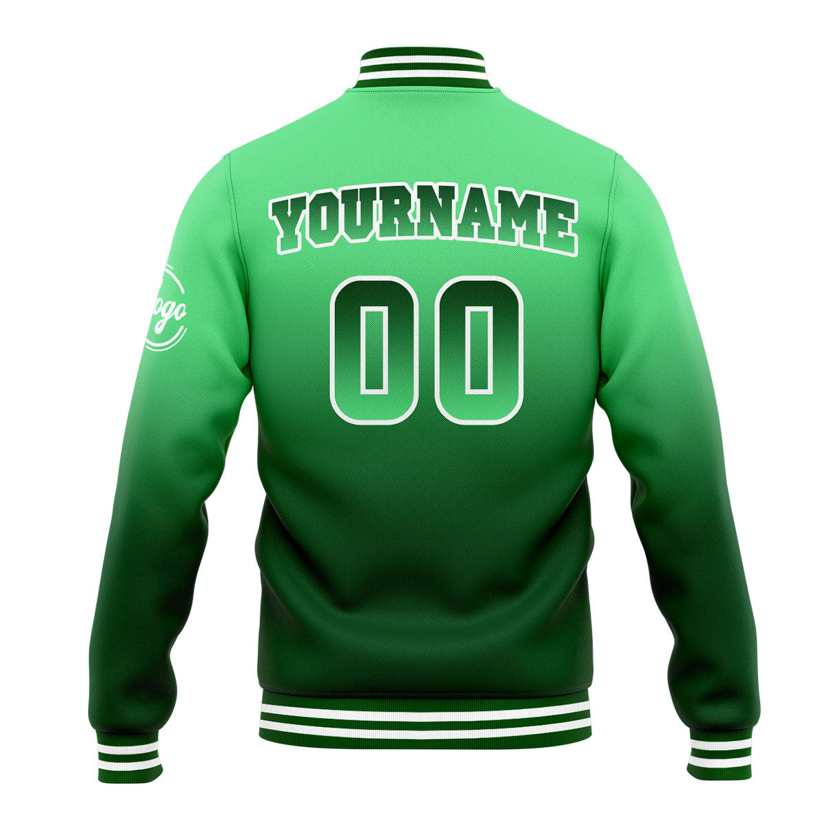 Custom Gradient Varsity Jacket Letterman jacket for Men, Women and Youth Green