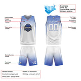 Custom White Blue Reversible Basketball Suit for Adults and Kids Personalized Jersey