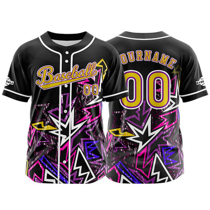 Custom Black Pink Button Down Baseball Jersey for Men Women Adult Youth Print Name Number Logo