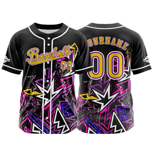 Custom Black Pink Button Down Baseball Jersey for Men Women Adult Youth Print Name Number Logo