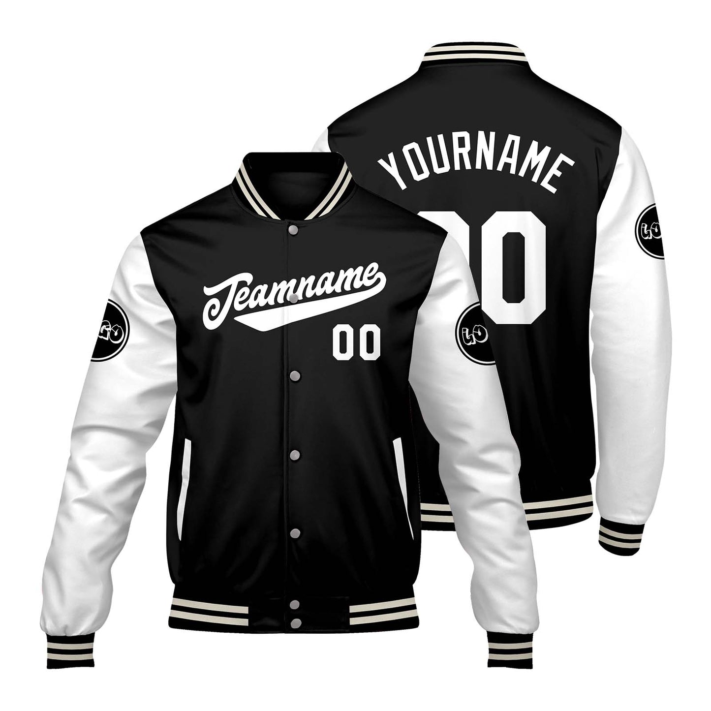 Custom Black White Varsity Jackets for Men Women Youth Personalized Letterman Jackets