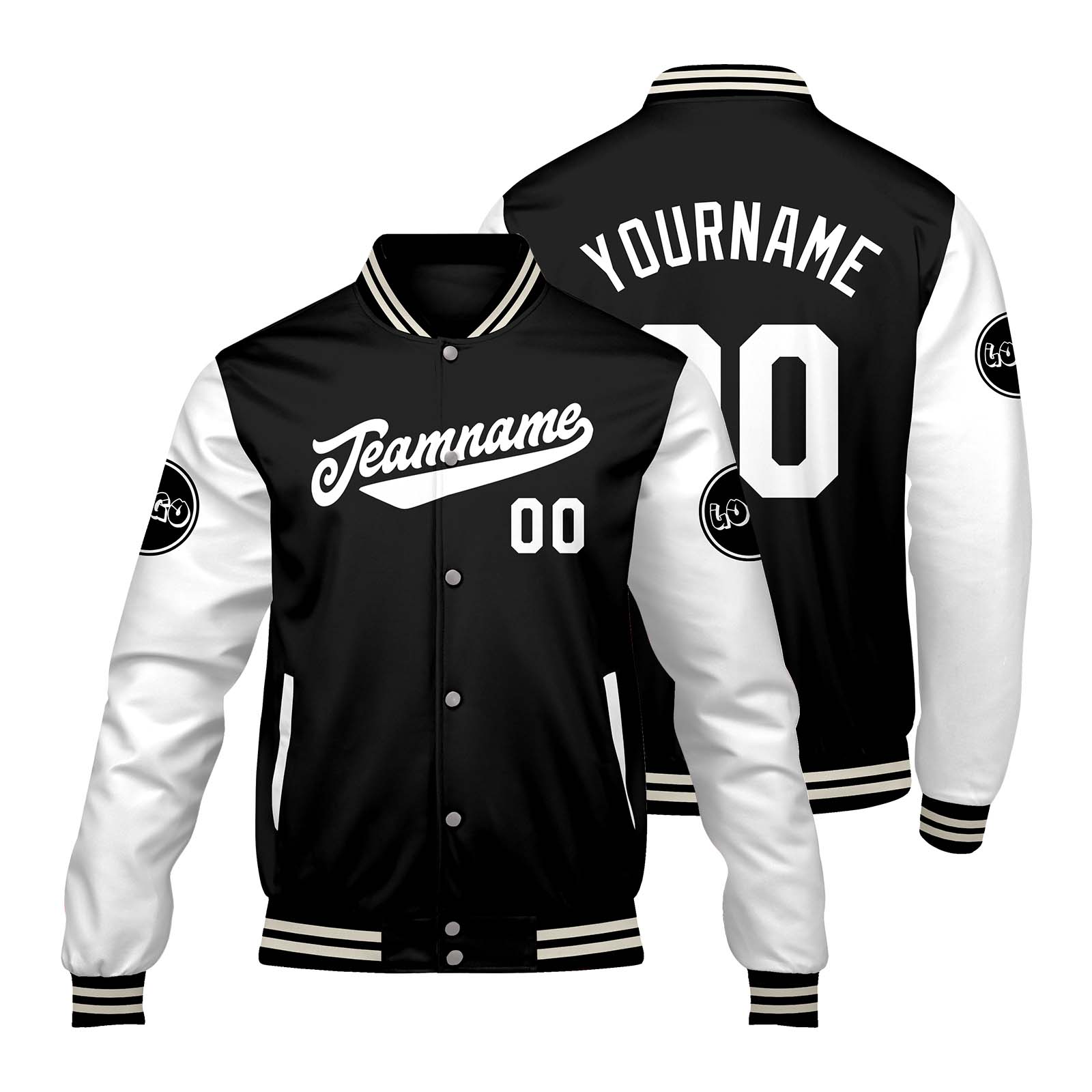 Custom Black White Varsity Jackets for Men Women Youth Personalized Letterman Jackets